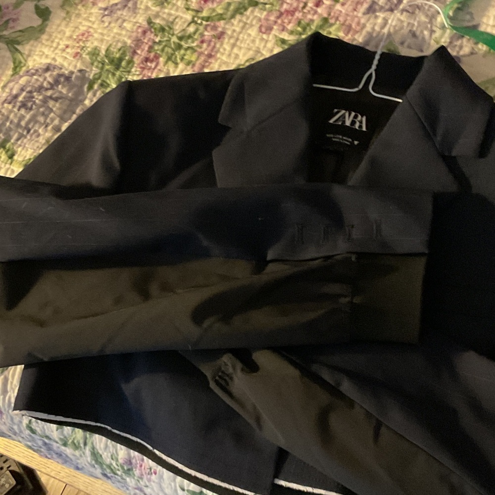 Zara Women's Dark Blue Cropped Blazer, size s ,new - Picture 8 of 9